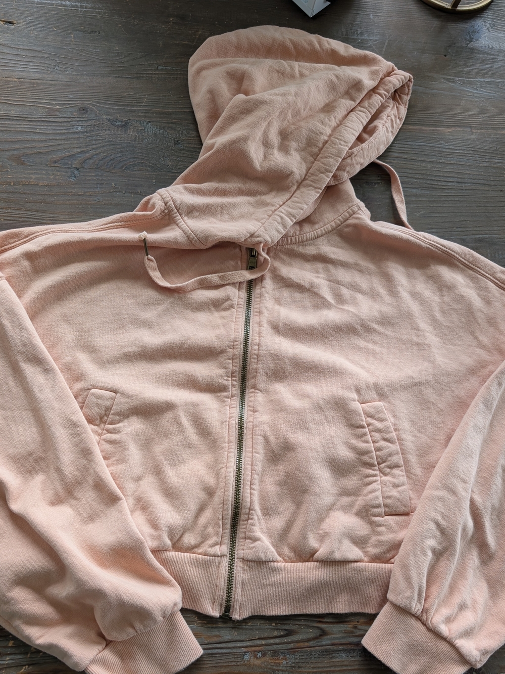 Young Fabulous & Broke Pale Pink Apricot Colored Cropped Zip Up Hoodie